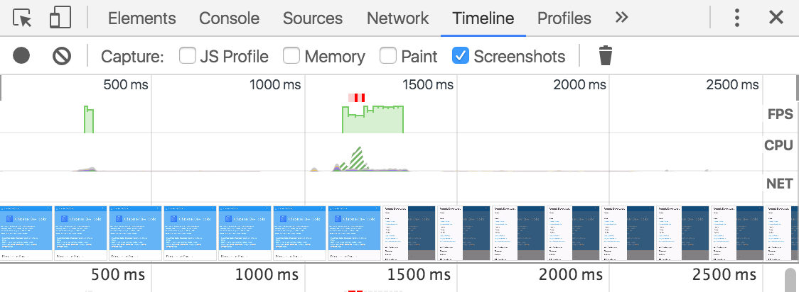 timeline recording with filmstrip